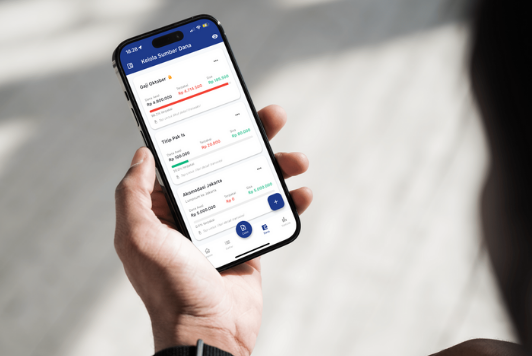 Young man using Totali app - Fund Management Interface
